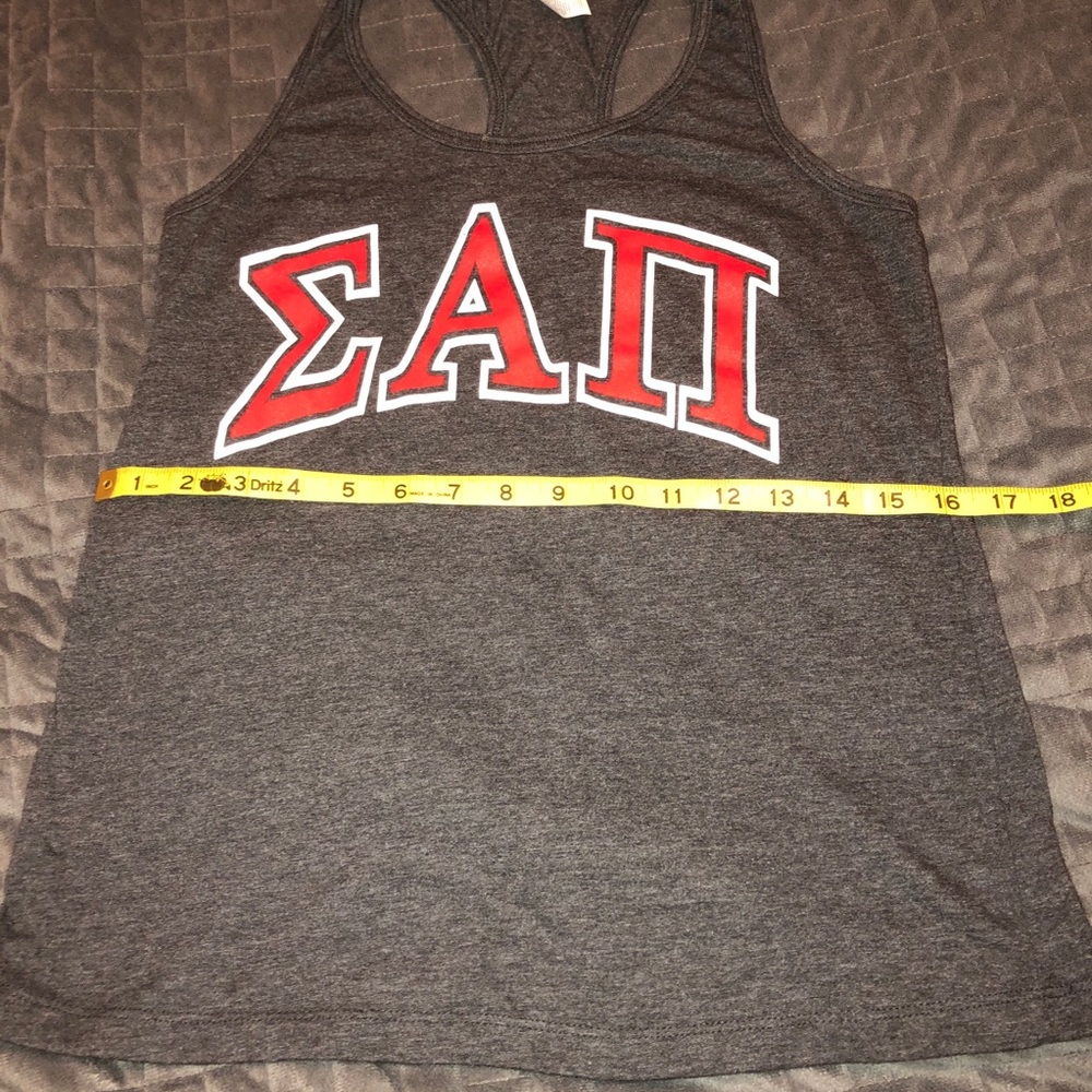 Gray Racerback Tank Top with Red Lettering - Picture 3 of 9